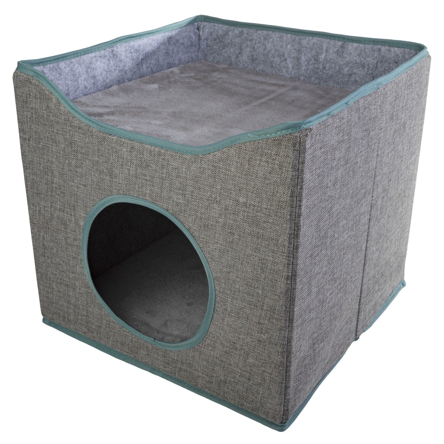 Ware Kit-E-Cube Collapsible Travel 2-in-1 Cat Hideout and Bed - Gray - L:15.25 X W:15.25 X H:15 Inches Default Title