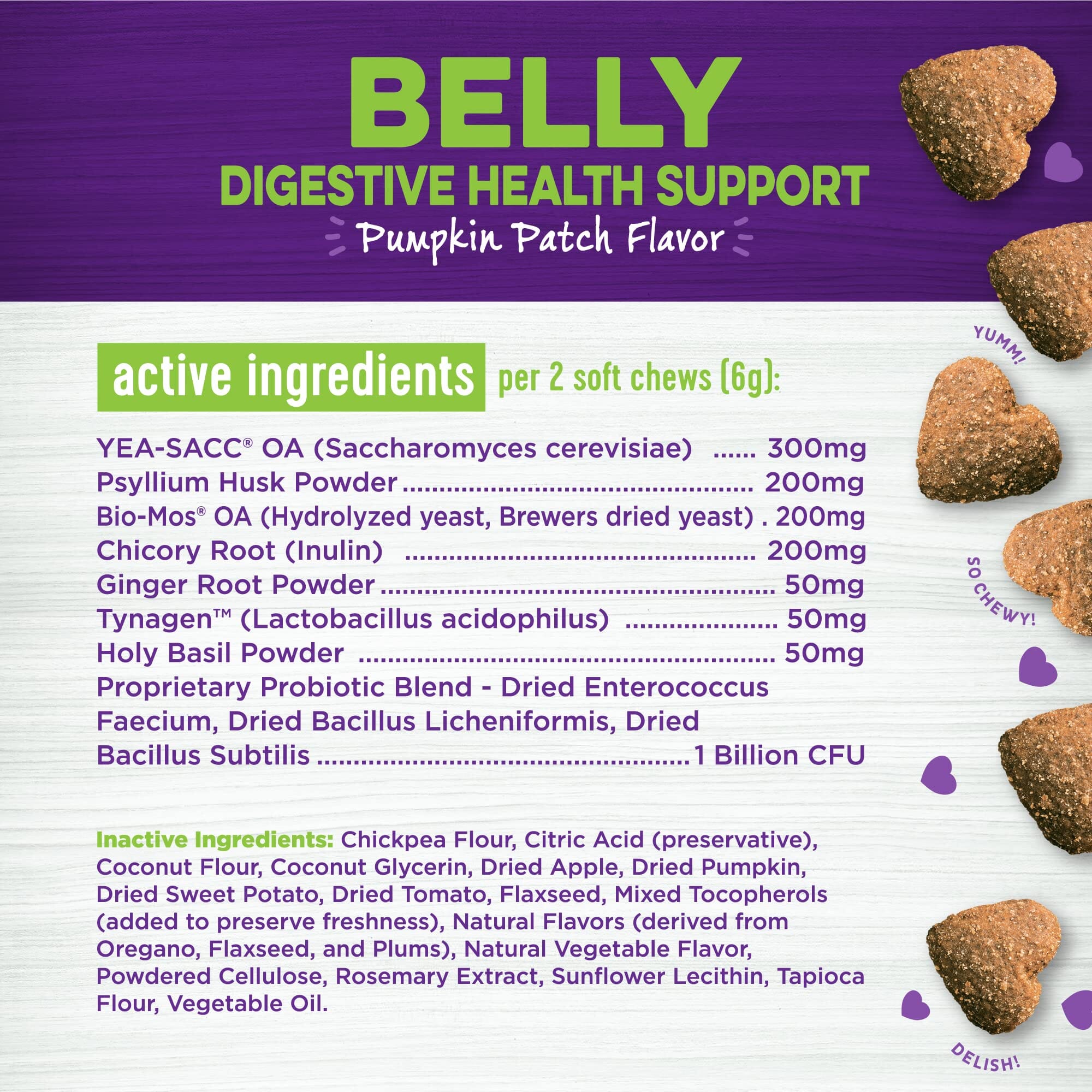 Wellness Belly Digestive Health Support Pumpkin Patch Flavor Soft Chew Dog Supplements - 90 Count  