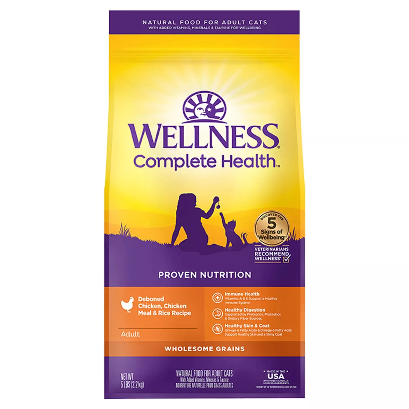 Wellness Complete Health Adult Health Deboned Chicken, Chicken Meal & Rice Recipe Dry Cat Food