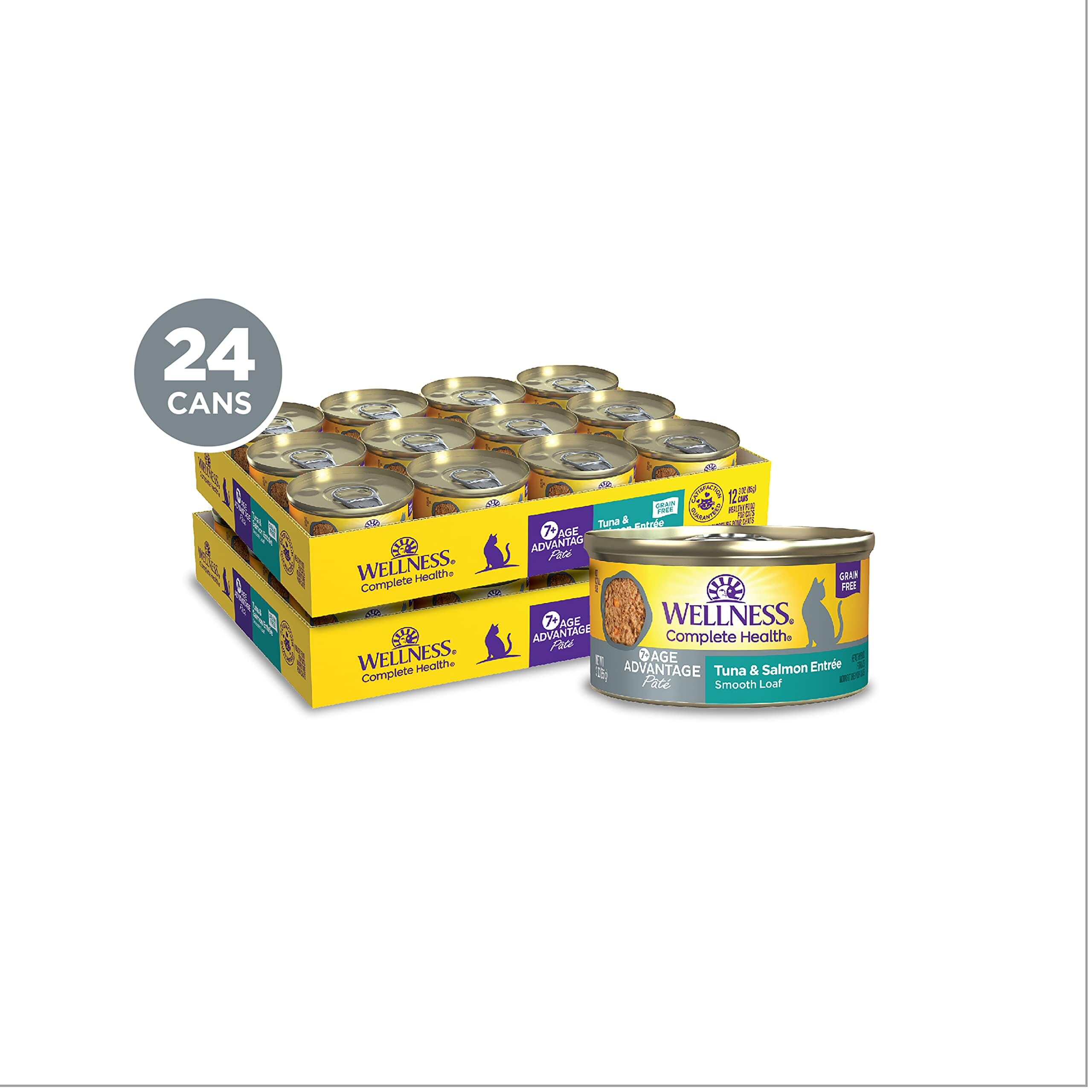 Wellness Complete Health Age Advantage Grain-Free Tuna and Salmon Pate Entrée Adult Canned Cat Food - 3 Oz - Case of 24  