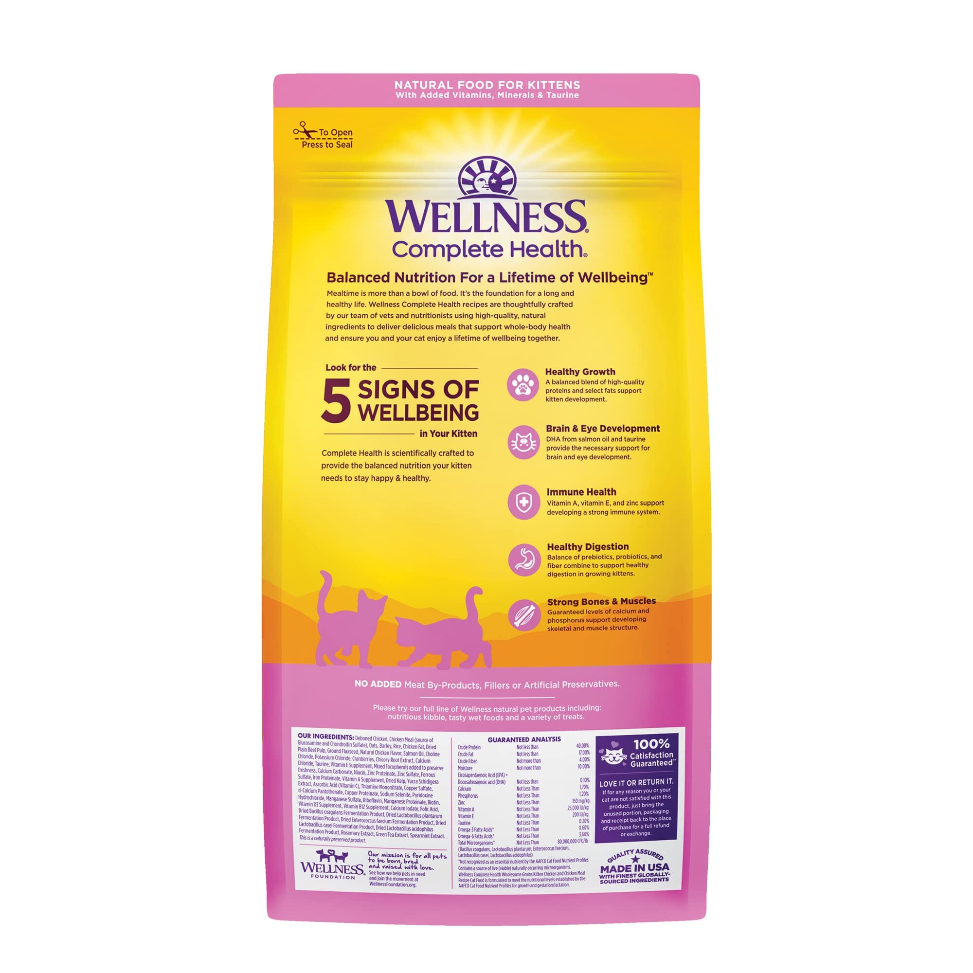Wellness Complete Health Chicken and Wholesome Grains Kitten Formula Dry Cat Food - 5 Lbs  