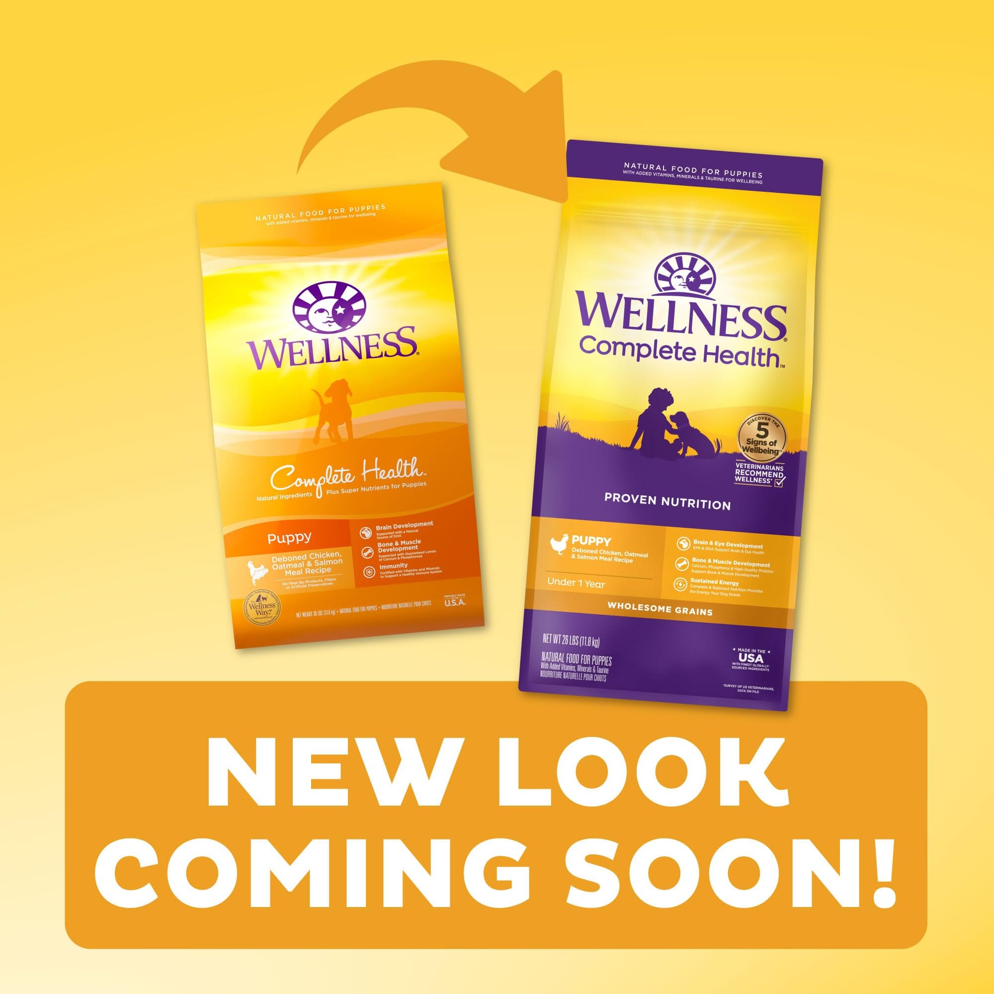Wellness Complete Health Natural Puppy Chicken, Oatmeal and Salmon Dry Dog Food  