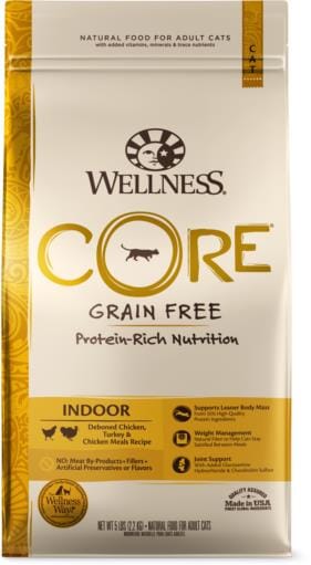 Wellness CORE Grain Free Natural Indoor Health Chicken and Turkey Recipe Dry Cat Food  