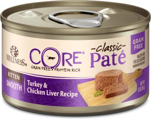 Wellness CORE Grain Free Natural Kitten Health Turkey and Chicken Smooth Pate Canned Cat Food  