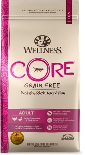 Wellness CORE Grain Free Natural Turkey, Turkey Meal, and Duck Dry Cat Food  