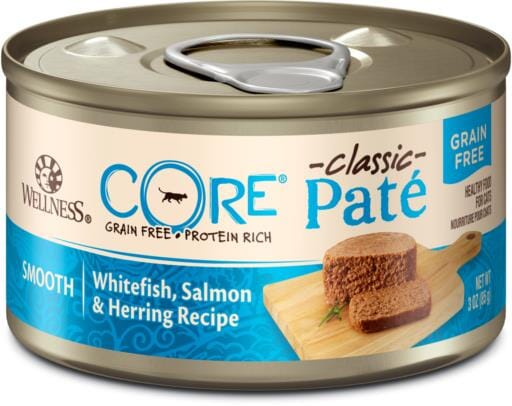 Wellness CORE Grain Free Natural Whitefish, Salmon & Herring Smooth Pate Canned Cat Food  