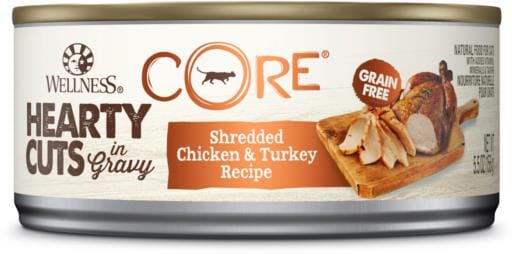 Wellness CORE Natural Grain Free Hearty Cuts Chicken and Turkey Canned Cat Food  