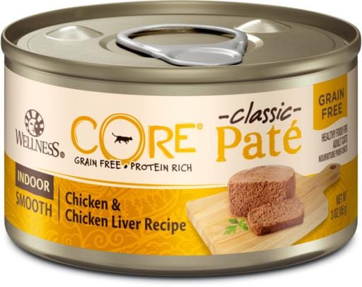 Wellness CORE Natural Grain Free Indoor Chicken and Chicken Liver Smooth Pate Wet Canned Cat Food  