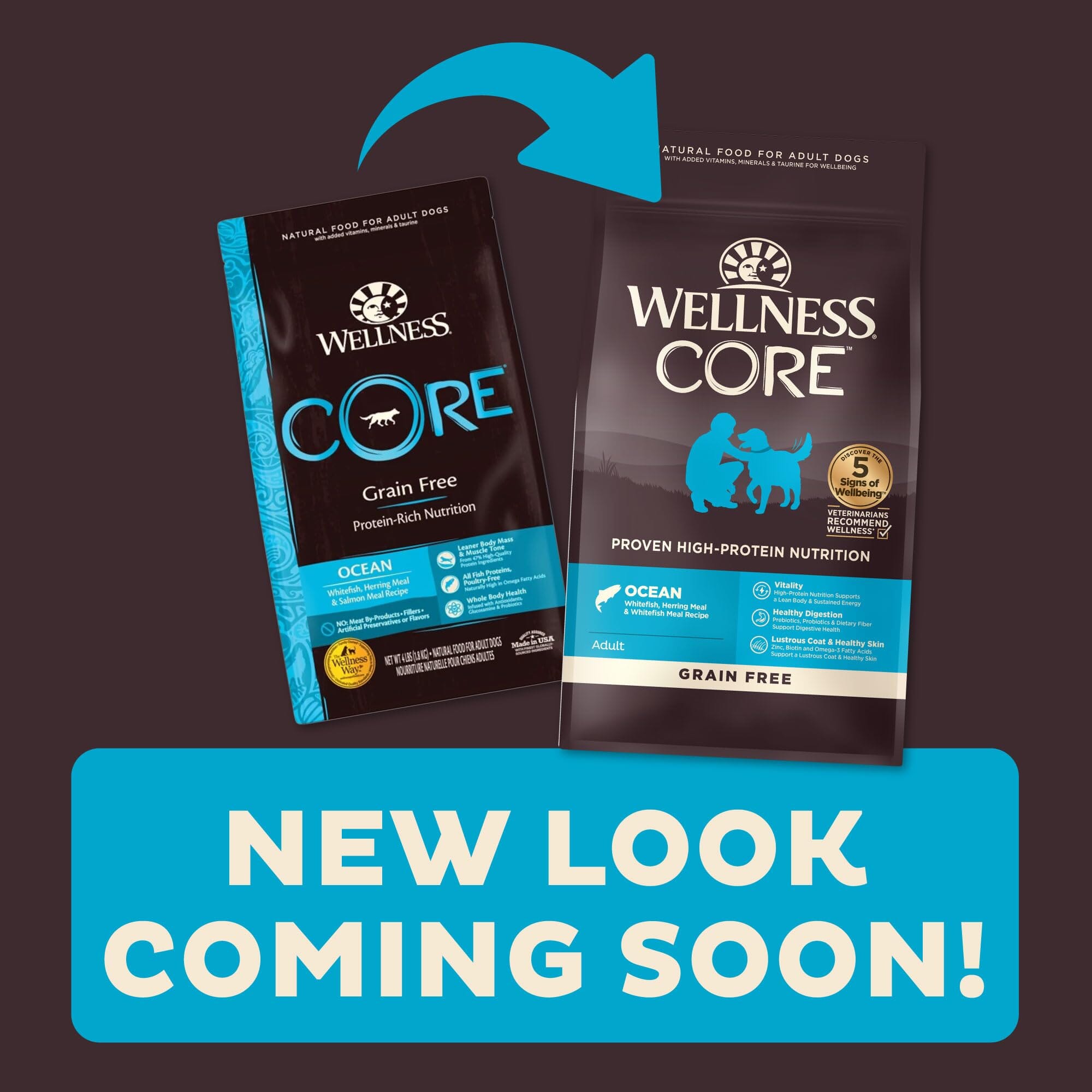 Wellness CORE Natural Grain Free Ocean Whitefish, Herring & Salmon Recipe Dry Dog Food  