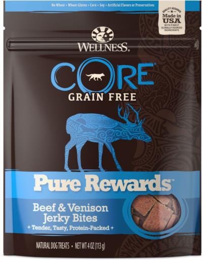 Wellness CORE Natural Grain Free Pure Rewards Beef and Venison Recipe Jerky Bites Dog Treats  