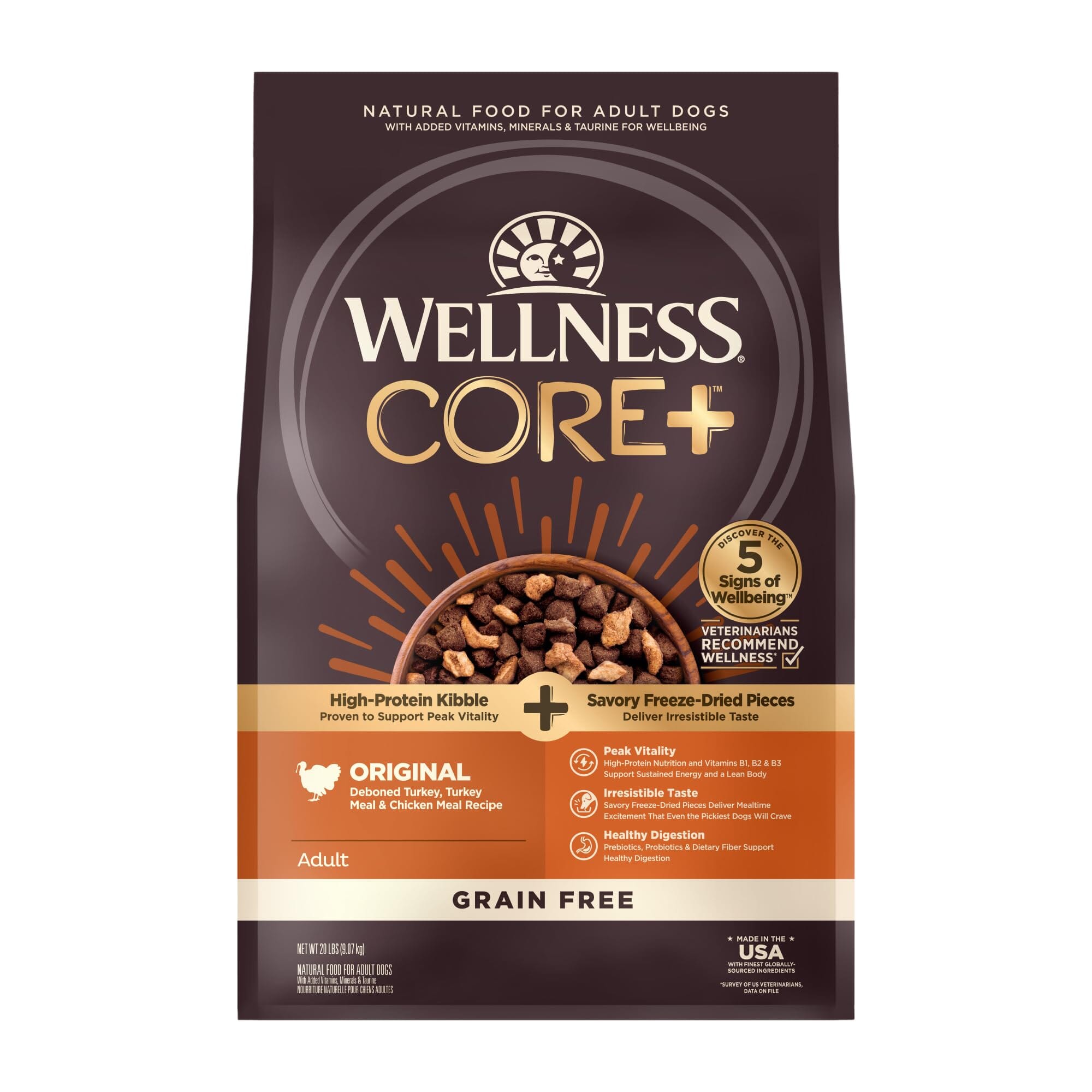 Wellness CORE RawRev Natural Grain Free Original Turkey & Chicken with Freeze Dried Turkey Dry Dog Food  