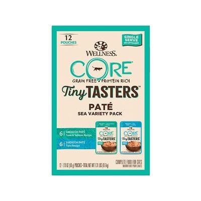 Wellness CORE Sea Tiny Tasters Grain-Free Tuna and Salmon Pate Adult Wet Cat Food Pouch - Variety Pack - 1.75 Oz - 12 Pack - Case of 2 Default Title