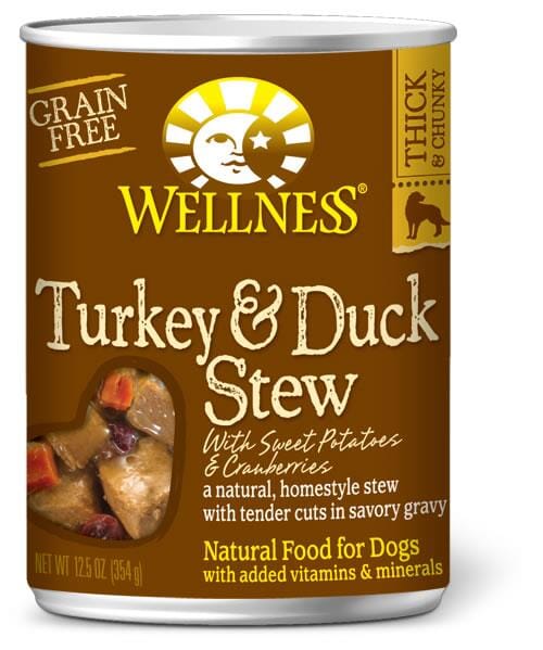 Wellness Grain Free Natural Turkey and Duck Stew with Sweet Potato and Cranberries Wet Canned Dog Food  