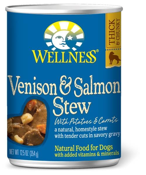 Wellness Grain Free Natural Venison & Salmon Stew with Potato and Carrots Wet Canned Dog Food  