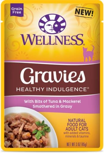 Wellness Healthy Indulgence Natural Grain Free Gravies with Tuna and Mackerel in Gravy Cat Food Pouch  