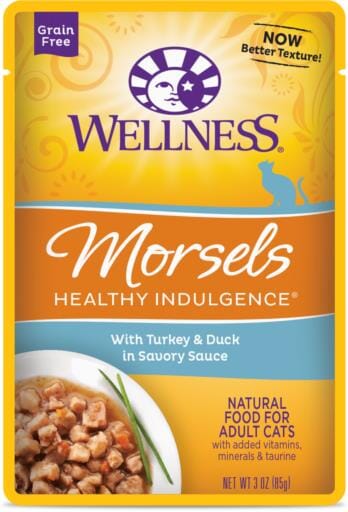 Wellness Healthy Indulgence Natural Grain Free Morsels with Turkey and Duck in Savory Sauce Cat Food Pouch  