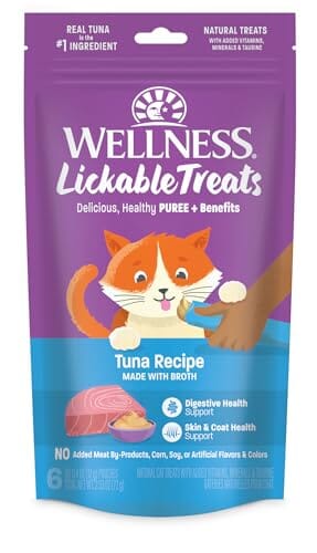 Wellness Lickable Treats Grain-Free Tuna with Broth Puree Squeezable Cat Treats - .4 Oz - 6 Pack Default Title