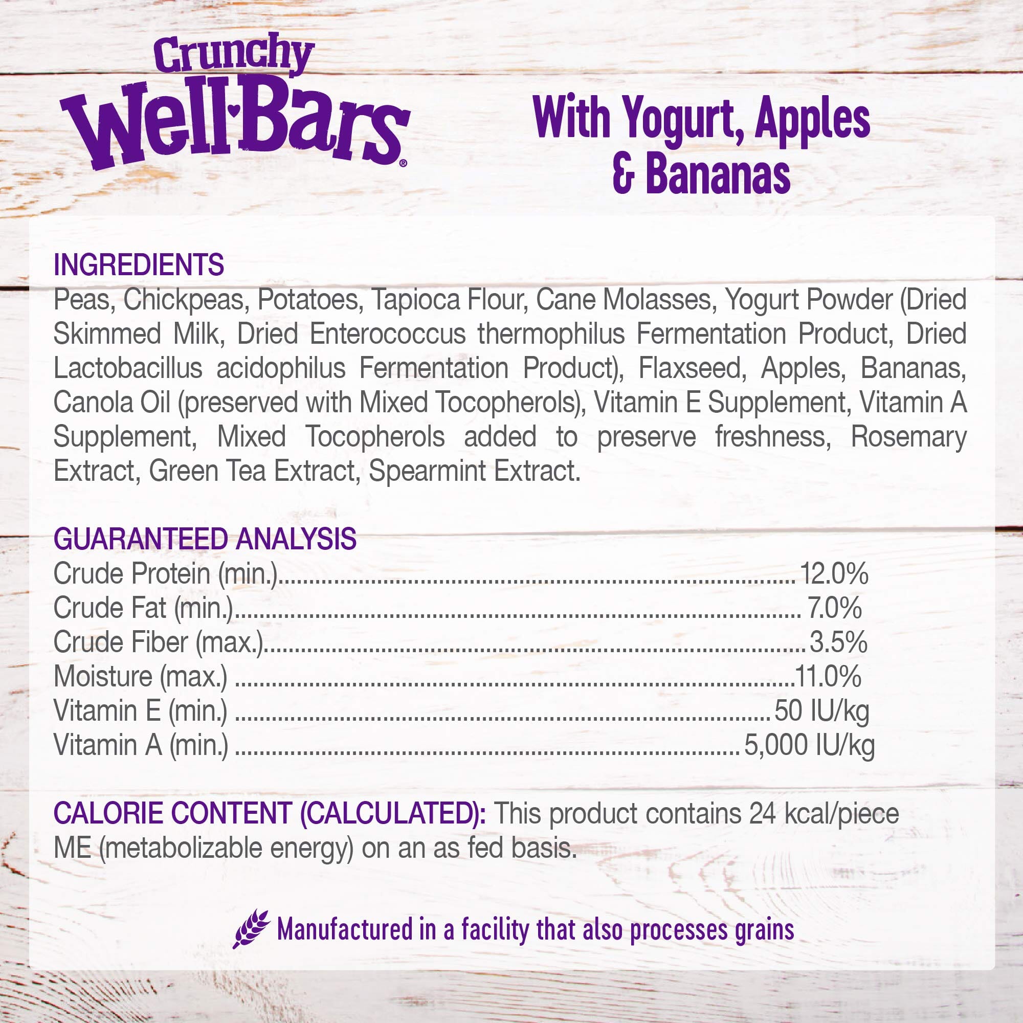 Wellness Natural Grain Free Wellbars Crunchy Yogurt, Apples and Bananas Recipe Dog Treats  