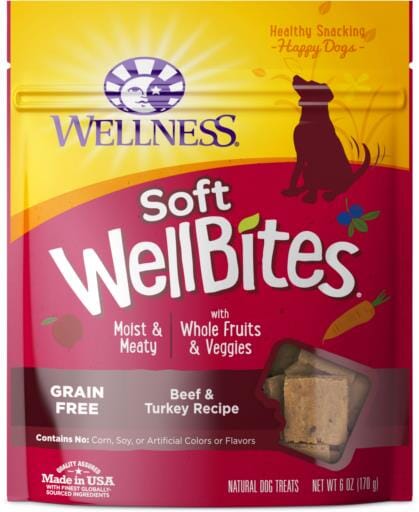 Wellness Natural Grain Free Wellbites Soft Beef and Turkey Recipe Dog Treats  