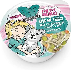 Weruva BFF KISS ME THRICE Chicken, Veggies and Rice Wet Dog Food - 2.7 Oz Tub - Case of 12  