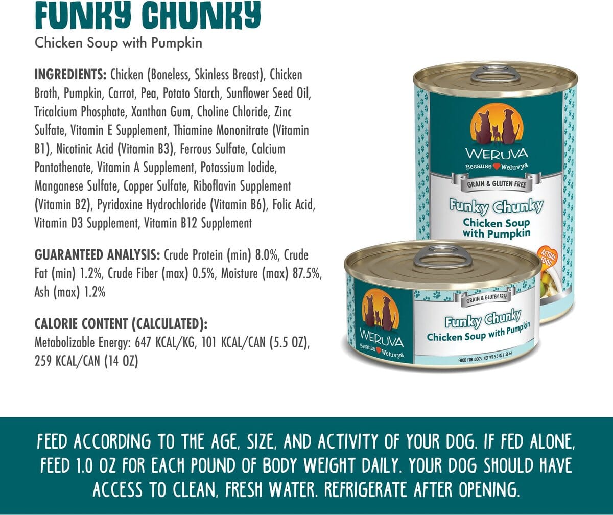 Weruva Funky Chunky Canned Dog Food - 5.5 Oz - Case of 24  