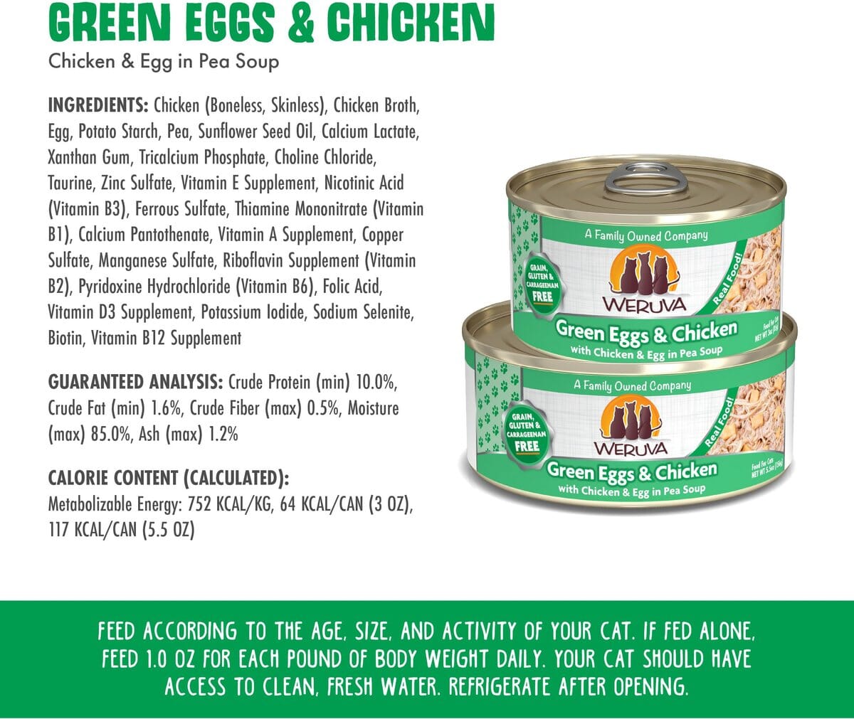 Weruva Green Egg Chicken Canned Cat Food - 3 Oz - Case of 24  
