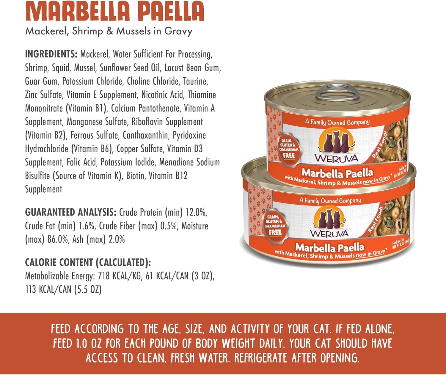 Weruva Marbella Paella Canned Cat Food - 3 Oz - Case of 24  