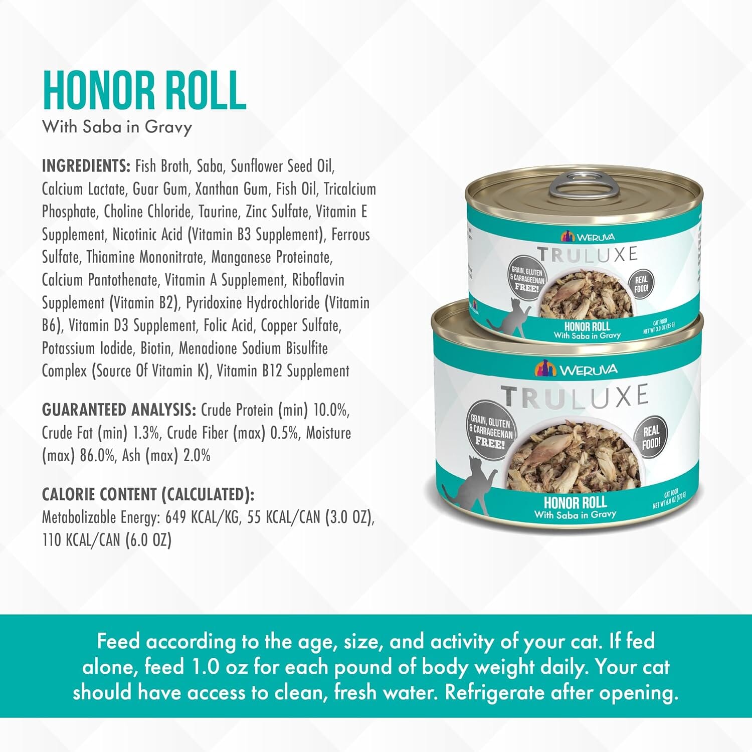 Weruva TruLuxe Honor Roll Canned Cat Food - 3 Oz - Case of 24  