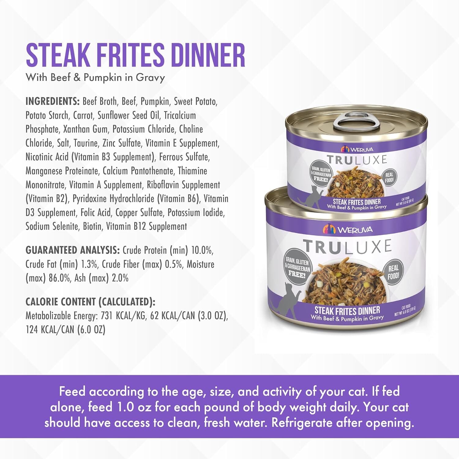 Weruva TruLuxe Steak Frites Canned Cat Food - 3 Oz - Case of 24  