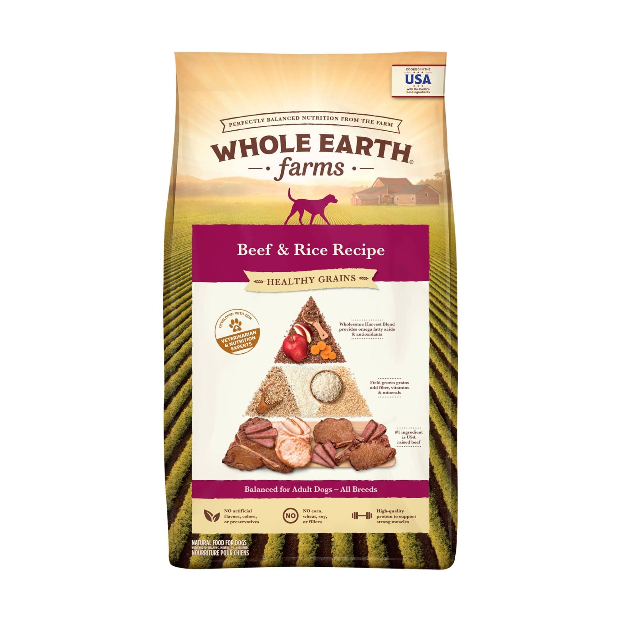 Whole Earth Farms Adult Beef and Rice Dry Dog Food - 4 Lbs  