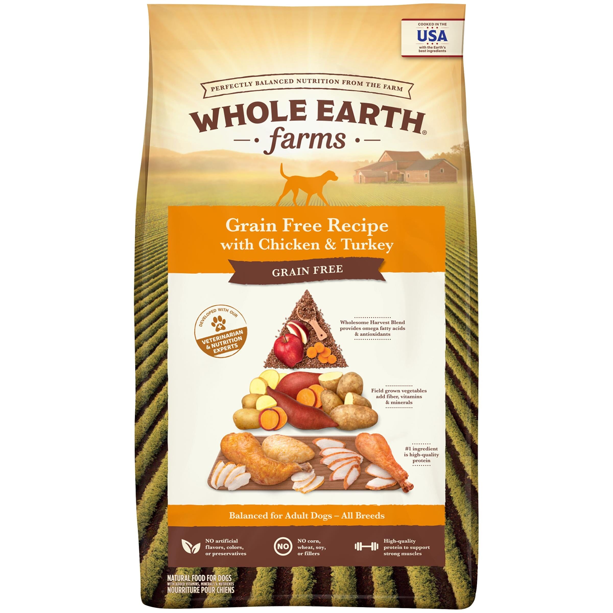 Whole Earth Farms Grain-Free Chicken and Turkey Dry Dog Food - 25 Lbs  