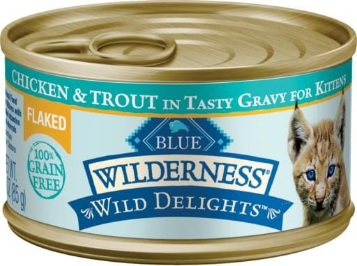 Wilderness Wild Delights Flaked Chicken & Trout in Tasty Gravy Natural Wet Food for Kittens 3 Oz.