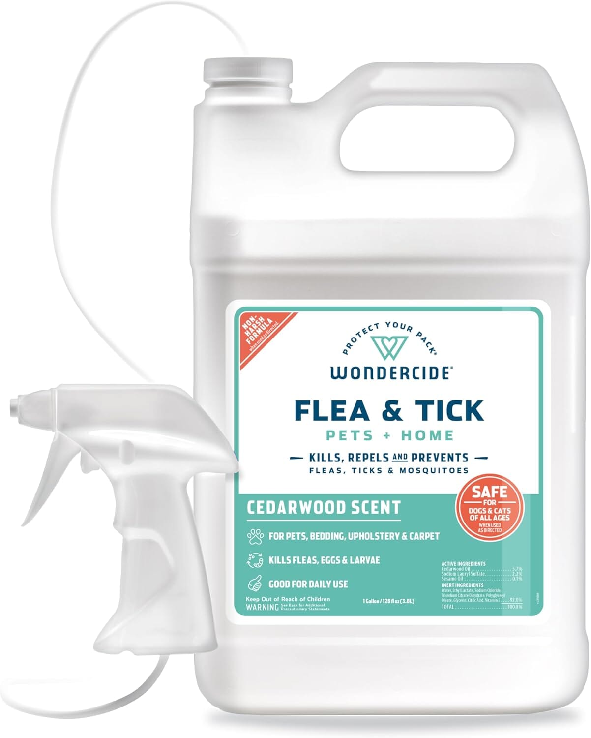 Wondercide Mosquito Flea and Tick Spray for Pets and Home - Cedarwood - 128 oz Bottle
