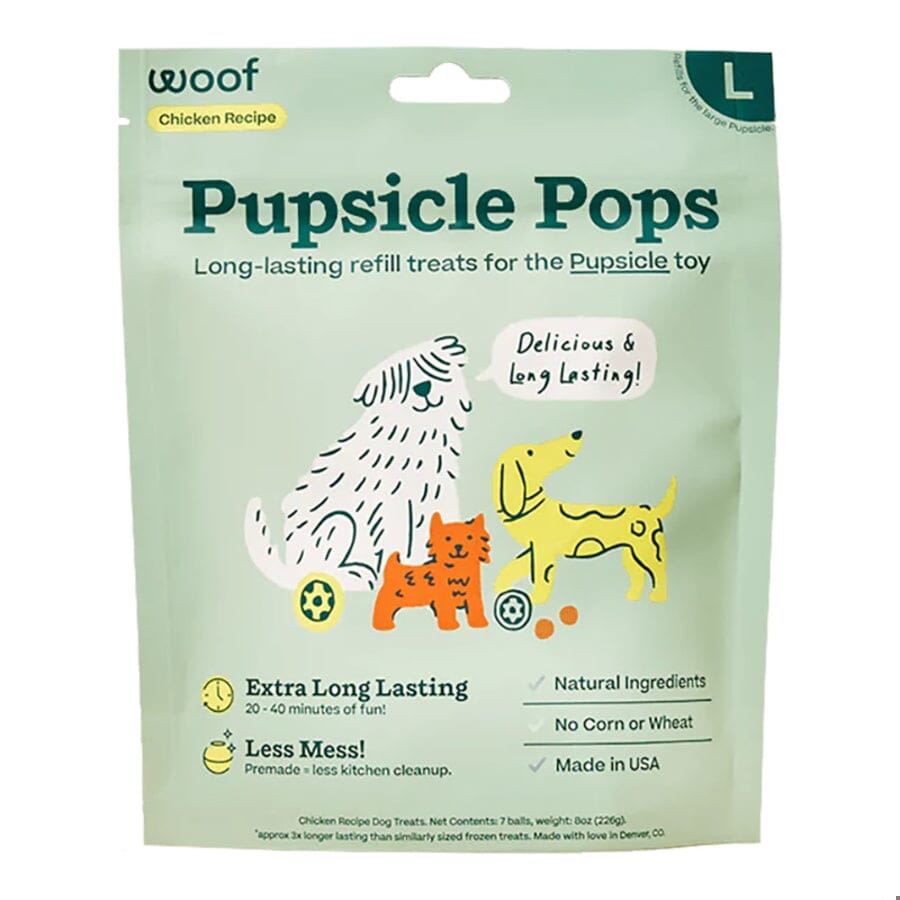 Woof Pops Freezable Peanut Butter and Chicken Dog Treats - Pupsicle Refill Pops