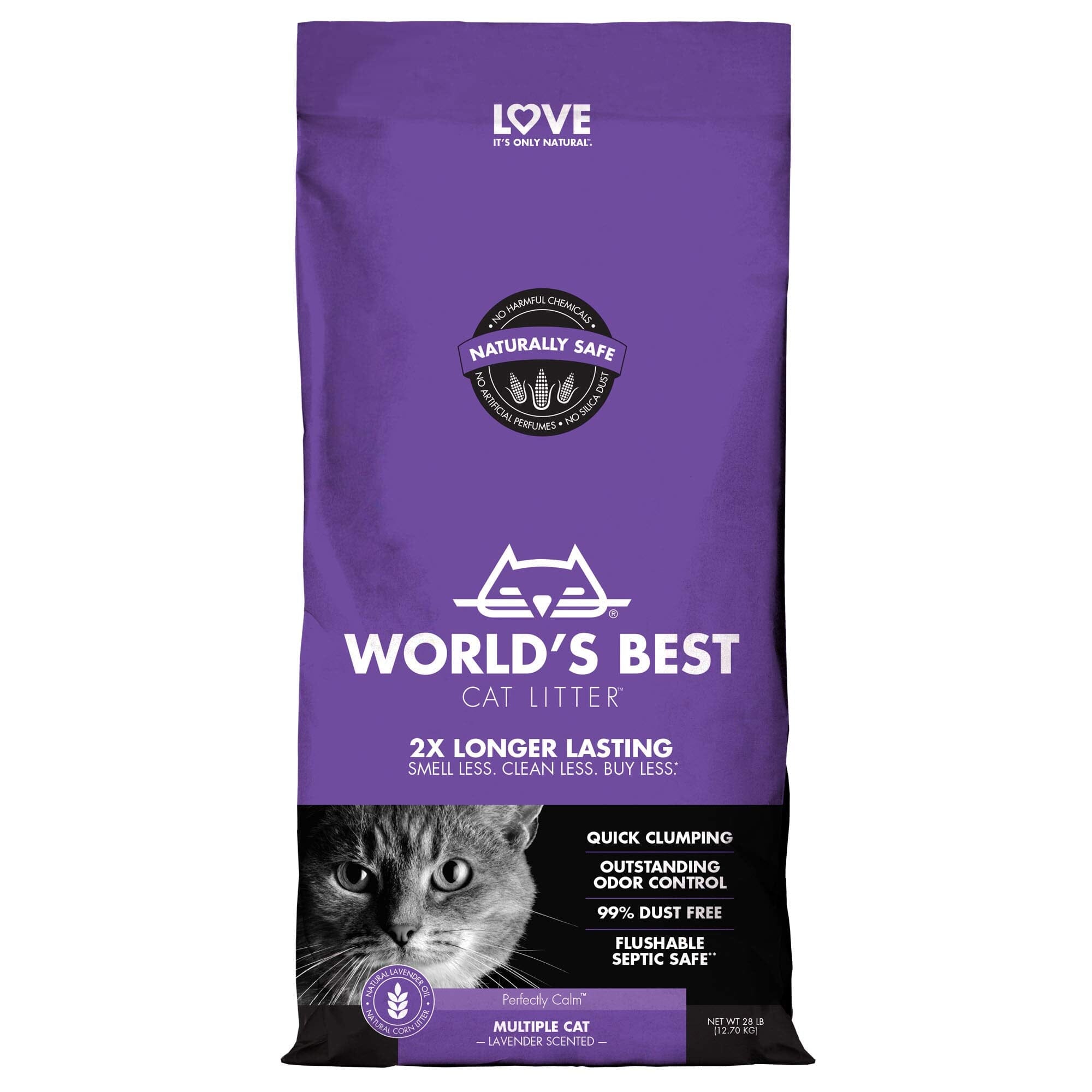 World's Best Cat Litter Corn Clumping Lavendar Scented Multi-Cat Litter - 28 Lbs  