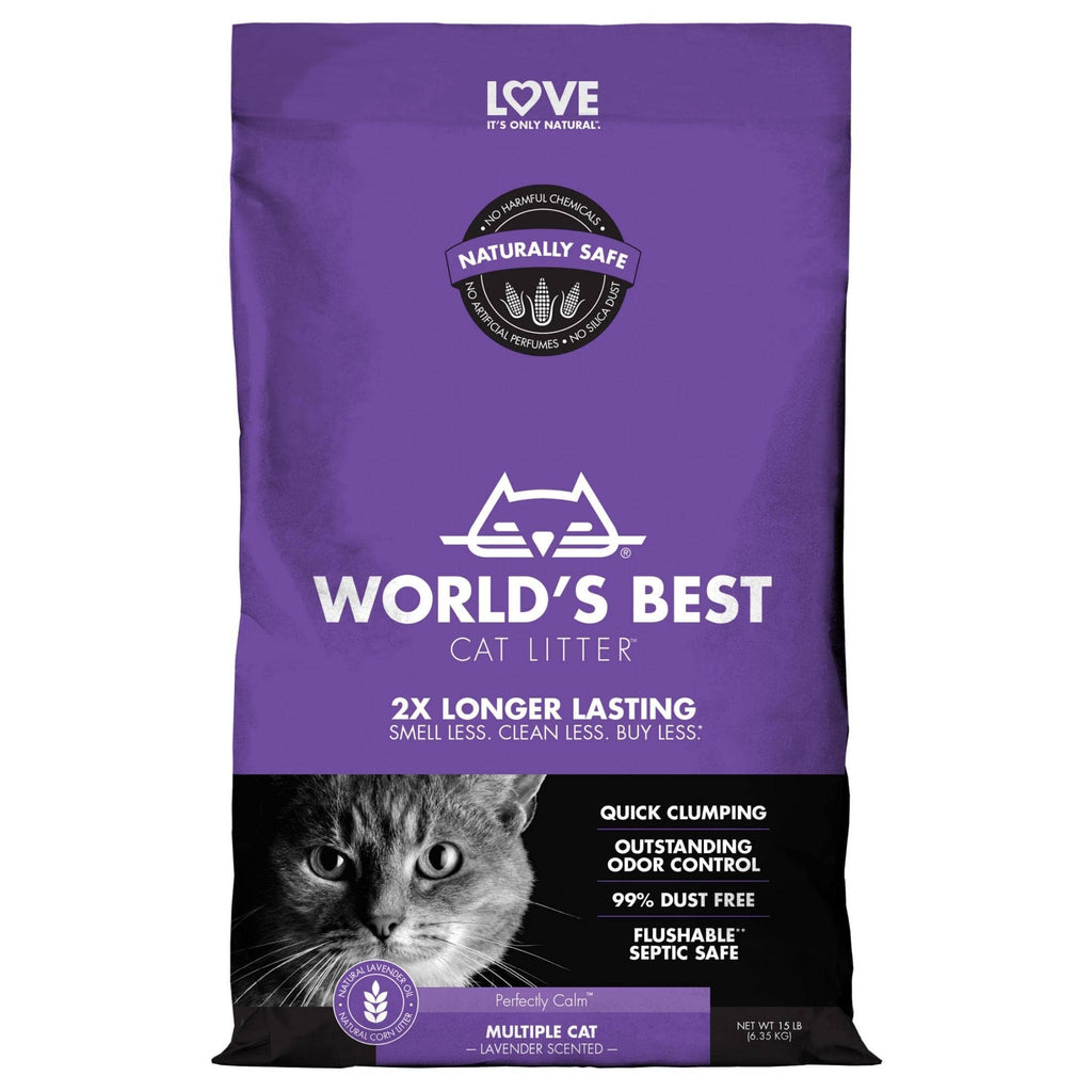 World's Best Cat Litter Corn Clumping Lavendar Scented Multi-Cat Litter - 8 Lbs - 3 Pack  