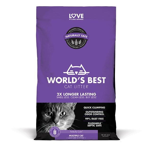 World's Best Cat Litter Corn Clumping Lavender Scented Multi-Cat Litter - 15 Lbs - Case of 3