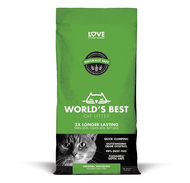 World's Best Cat Litter Green Bag Clumping Litter Cat Litter - 8 lb Bag - Case of 3  