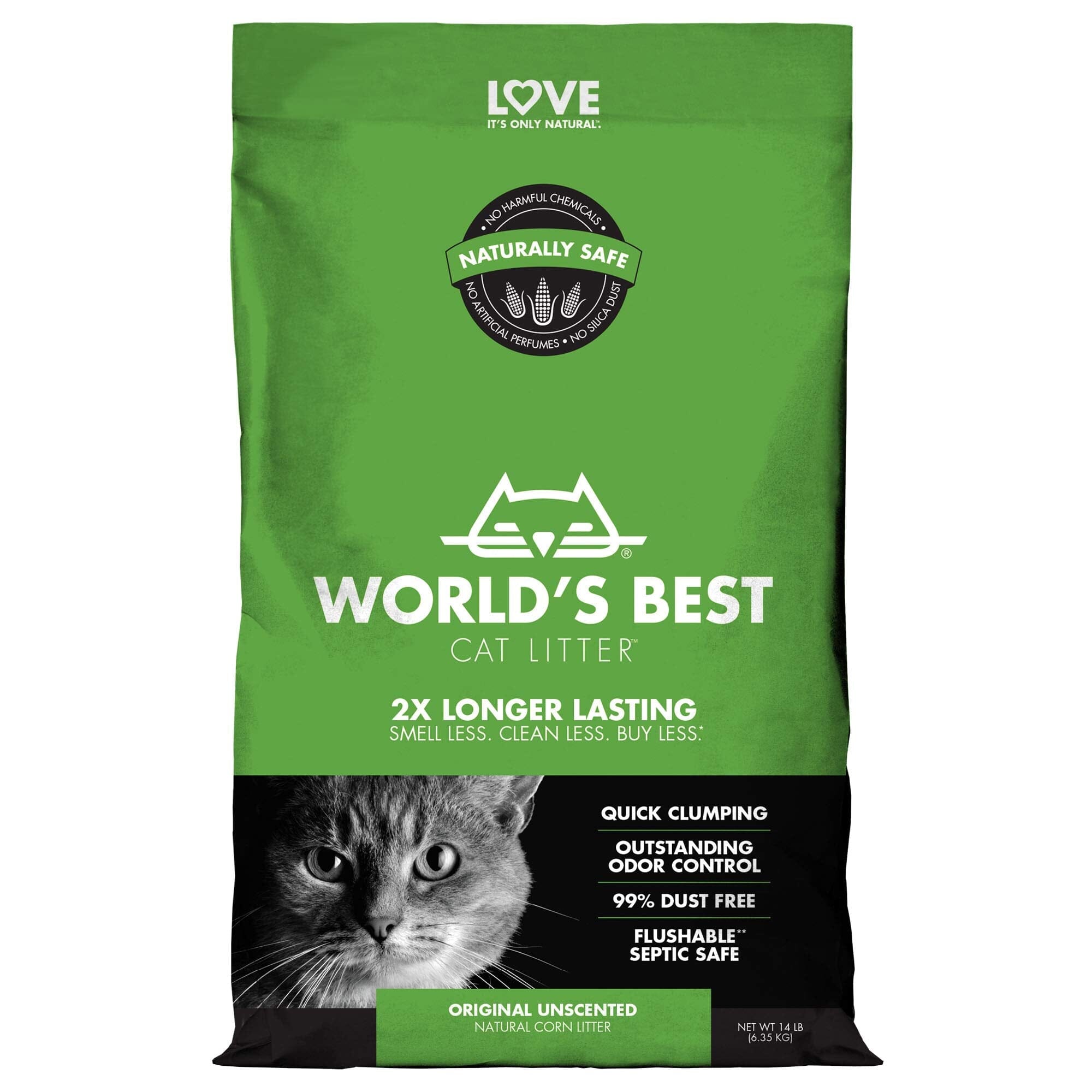 World's Best Cat Litter Original Corn Clump Unscented Cat Litter 14 Lbs 