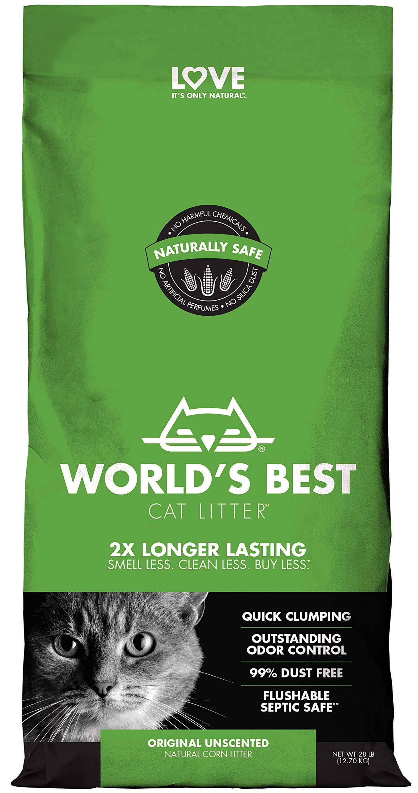 World's Best Cat Litter Original Corn Clump Unscented Cat Litter 28 Lbs 