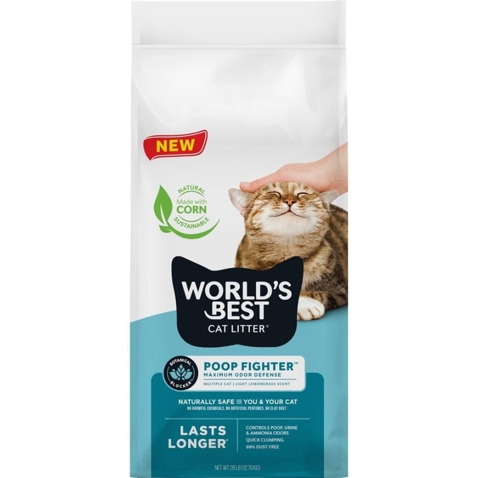 World's Best Cat Litter Poop Fighter Odor Defense Dust-Free Clumping Lemongrass Scented Corn Cat Litter - 28 Lbs Default Title