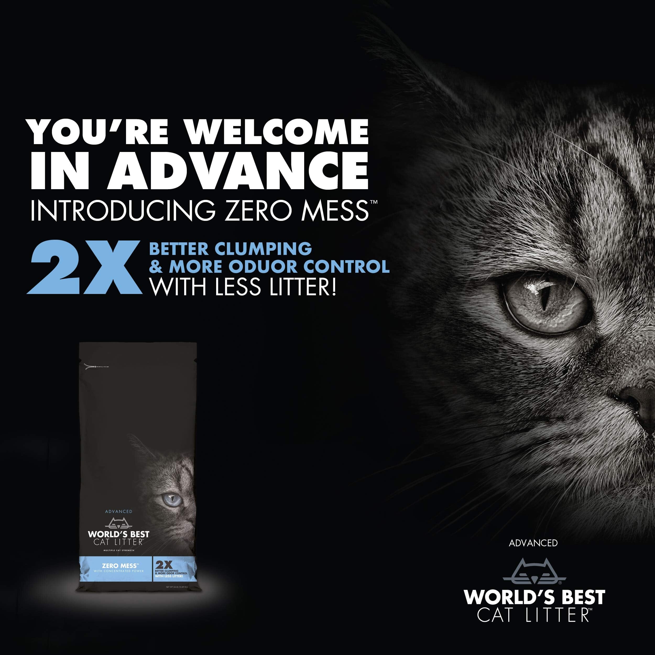 World's Best Cat Litter Zero Mess Advanced Clumping Flushing and Odor Control Cat Litter  