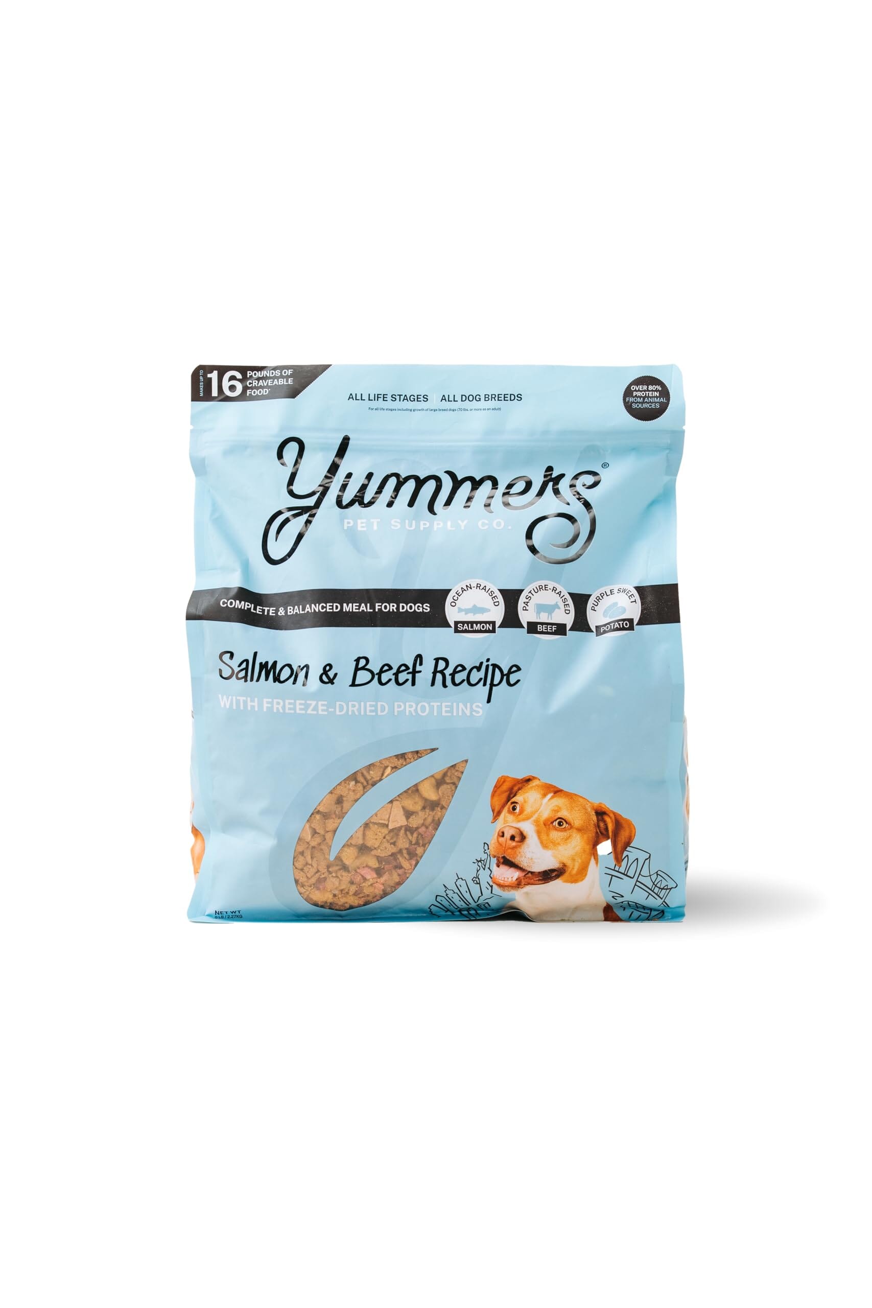 Yummers High-Protein Salmon and Beef Recipe Freeze-Dried Dog Food 5 Pounds