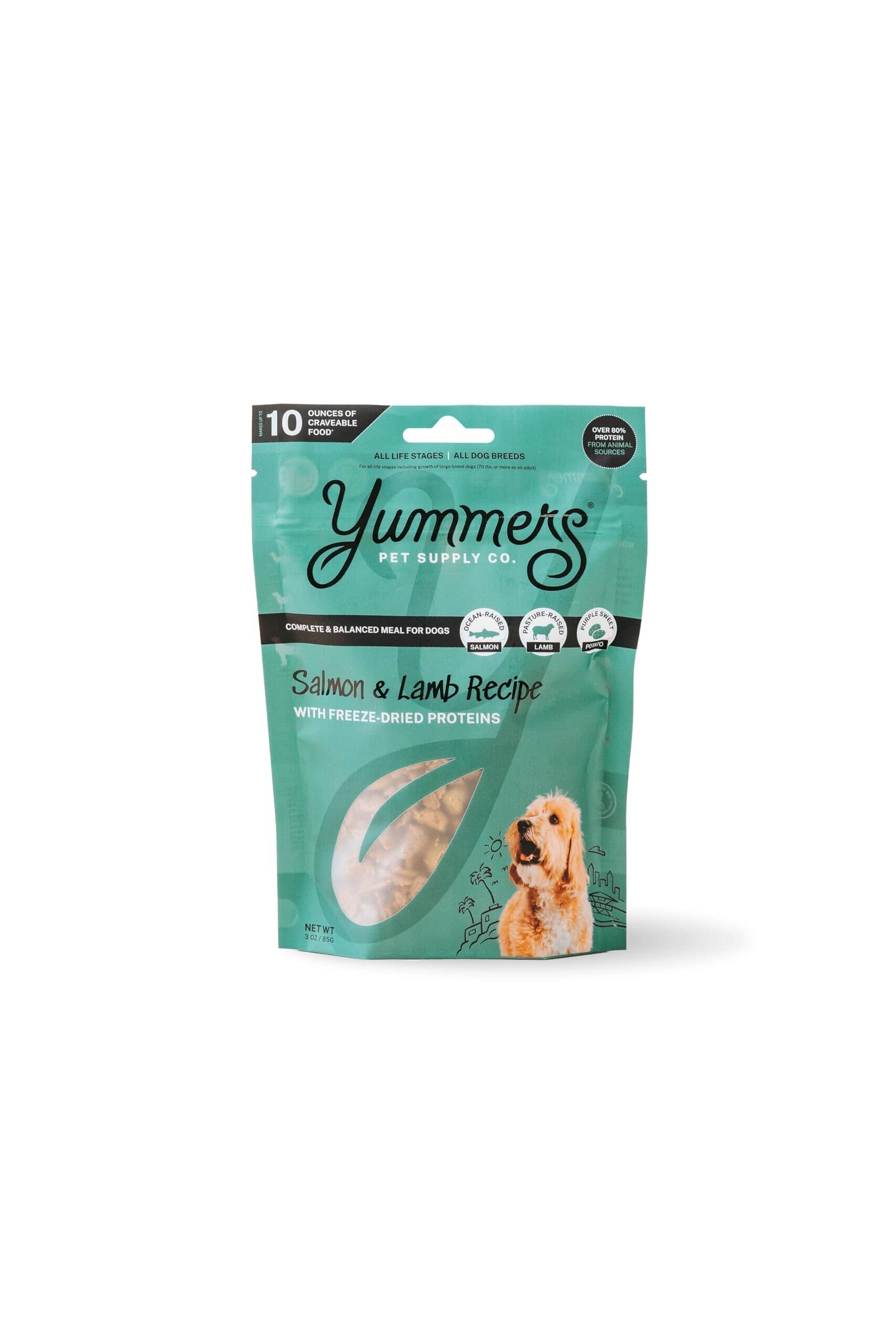 Yummers High-Protein Salmon and Lamb Recipe Freeze-Dried Dog Food 3 Ounce
