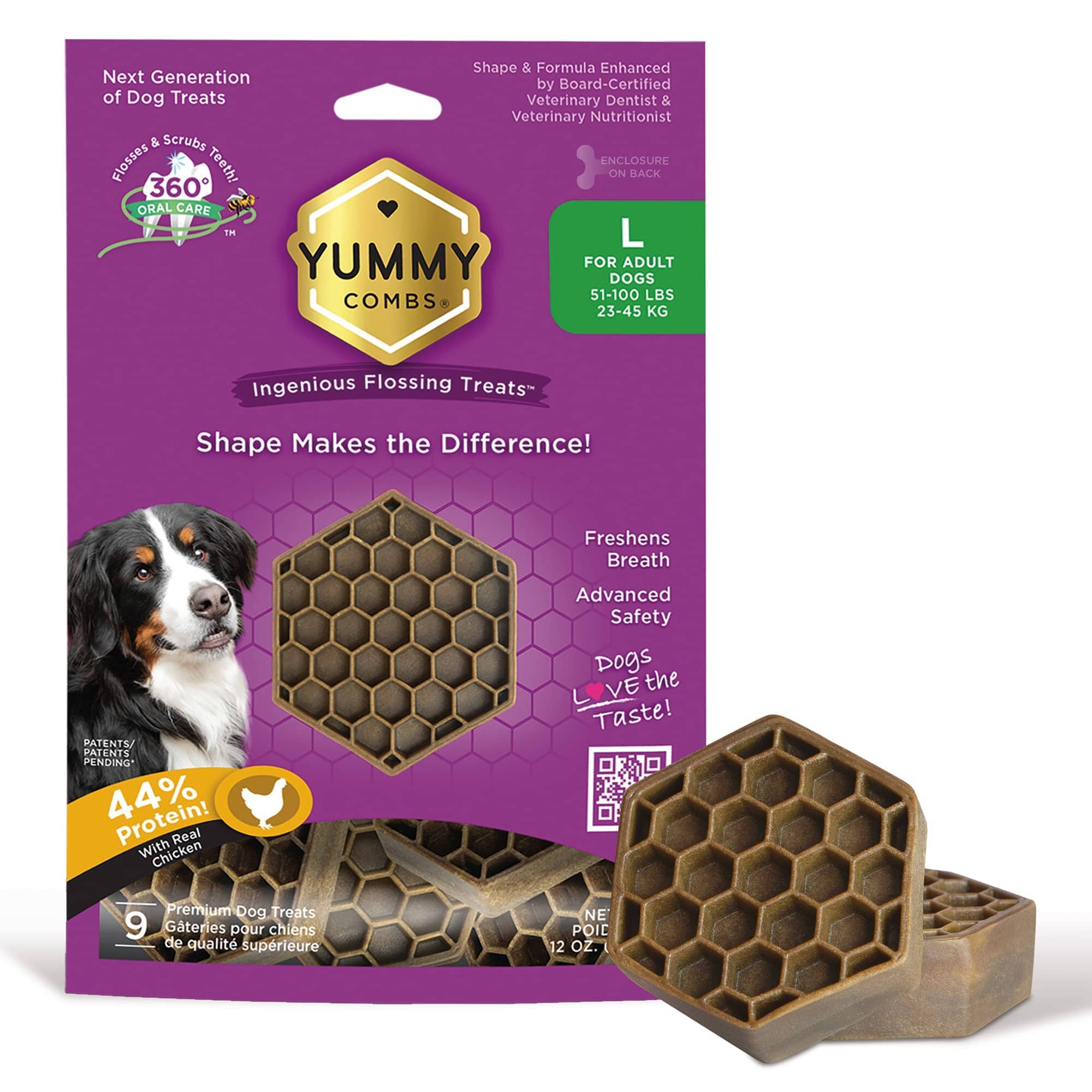 Yummy Combs Protein Dental Dog Treats - 12 Oz Bag Large 