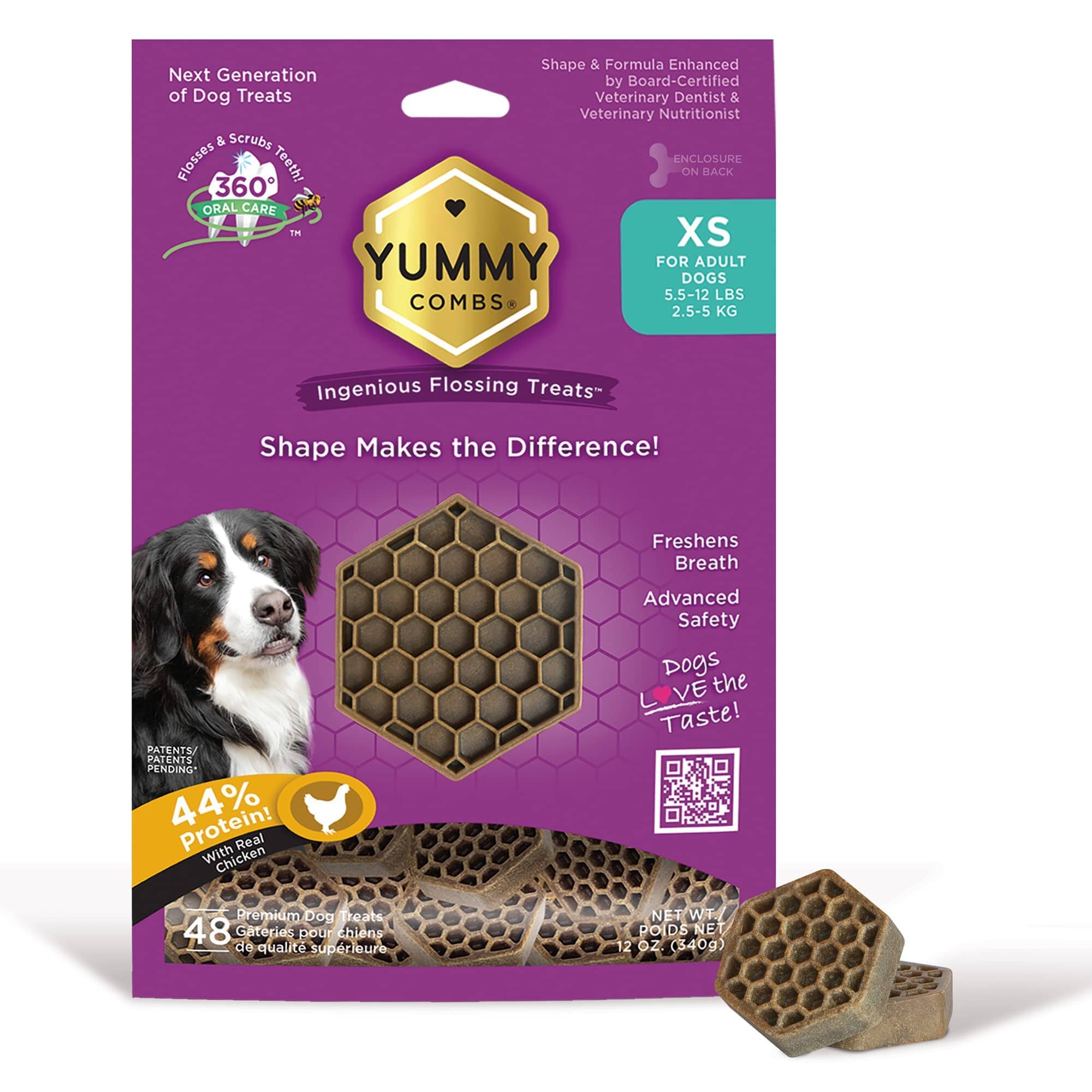 Yummy Combs Protein Dental Dog Treats - 12 Oz Bag Extra Small 