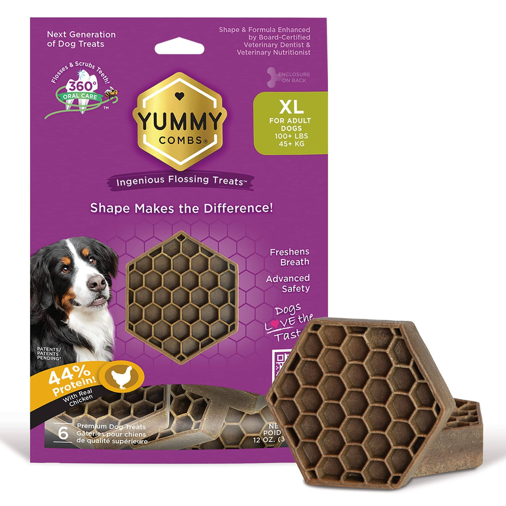 Yummy Combs Protein Dental Dog Treats - 12 Oz Bag Extra Large 