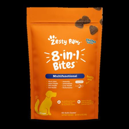 Zesty Paws 8-In-1 Multivitamin Bites Chicken Flavored Supplemental Soft and Chewy Dog Treats 60 Count