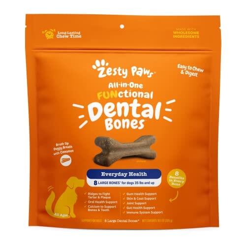 Zesty Paws All-in-1 Functional Bones with Cinnamon Dental Dog Treats - Large - 8 Count - 10 Oz