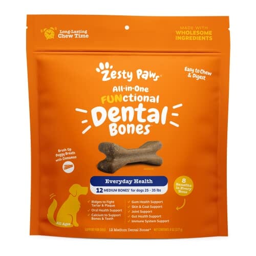 Zesty Paws All-in-1 Functional Bones with Cinnamon Dental Dog Treats - Medium - 10 Count - 8 Oz